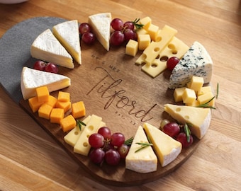 Personalised Wood & Slate Chopping Board, Mr and Mrs Gift