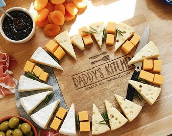 Dad’s Personalised Kitchen Wooden Chopping & Cheese Board Gift for Fathers, Grilling and Entertaining