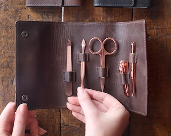 Personalised Ladies Leather Manicure Case