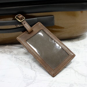 Personalised Vintage Leather Luggage Suitcase Tag image 2