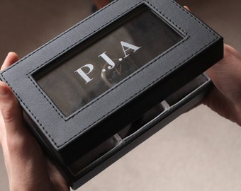 Personalised Initialed Black Watch Box