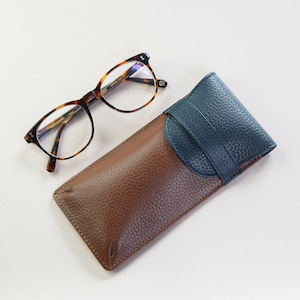 Étui à lunettes pliable personnalisé en cuir grainé haut de gamme | Cadeau parfait pour la fête des pères, excellent cadeau pour papa ou grand-père