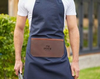 Personalised Leather And Canvas BBQ Apron | Father's Day Gift