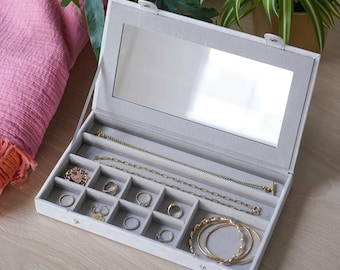 Personalised Single Layer Grey Jewellery Box