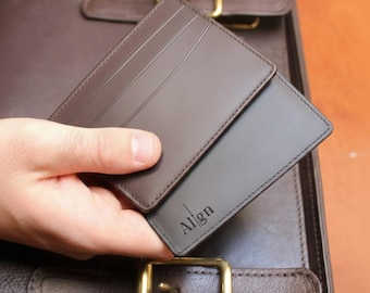 Engraved Personalised Leather Card Holder