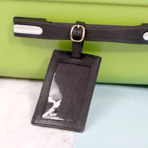 Personalised Vintage Leather Luggage Suitcase Tag image 7