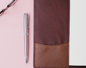 Personalised Leather A5 Journal - Refillable Notebook with Pocket