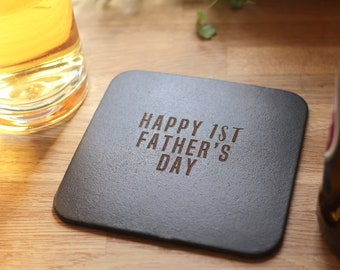 Best Dad Personalised Vintage Leather Coaster Set | Father's Day Gift