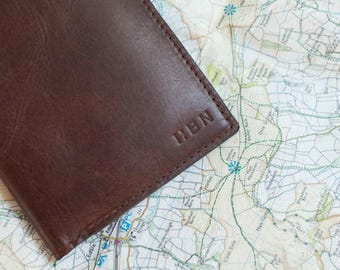 Vintage Personalised Initials Leather Passport Cover