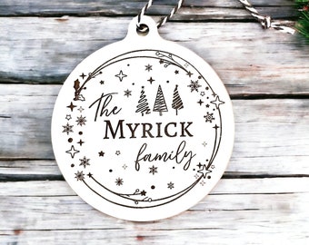 Family Christmas ornament, personalized ornament, farmhouse family ornament