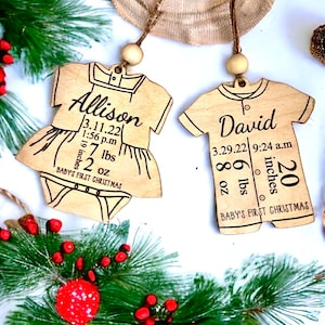 Babys erste Weihnachtsverzierung, Babyverzierung, Baby-Statistikverzierung, personalisierte Verzierung, benutzerdefinierte Verzierung, erste Weihnachtsverzierung