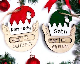 Daily elf report ornament, elf report ornament, interactive ornament, childrens personalized ornament, elf activities, elf ornament