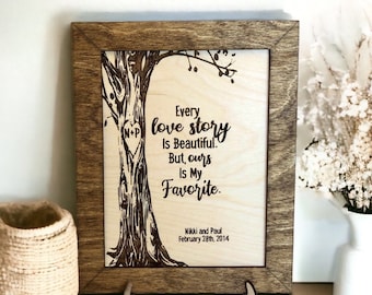 Love story sign, anniversary gift, wedding gift, rustic wedding gift, farmhouse wedding, rustic wedding