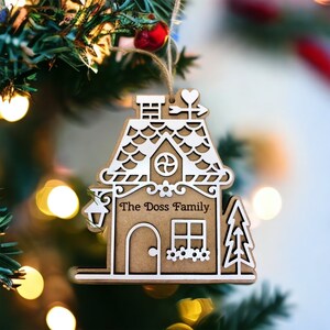 Gingerbread family ornament, gingerbread house ornament, family ornament, personalized family ornament