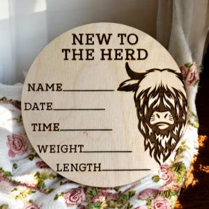New to the herd birth announcement, baby birth announcement, baby milestone, new to the heard, baby photo prop, birth announcement