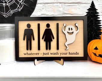 Lávate las manos, divertido cartel de Halloween, cartel de baño, cartel de Halloween, lo que sea que te haga lavarte las manos, cartel de cocina de Halloween.