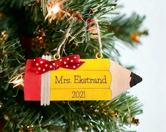 Personalized teacher ornament, 2024 teacher ornament, teacher ornaments, teacher gifts, pencil ornament, ornament for teacher