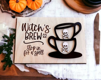 Witch's brew co cartel de café, divertido cartel de Halloween, cartel de café, cartel de Halloween, cartel de café, cartel de cocina de Halloween, cartel de café de Halloween