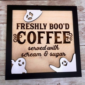 Freshly Boo’d Coffee Sign, Funny Halloween Sign, Coffee Sign, Halloween ...