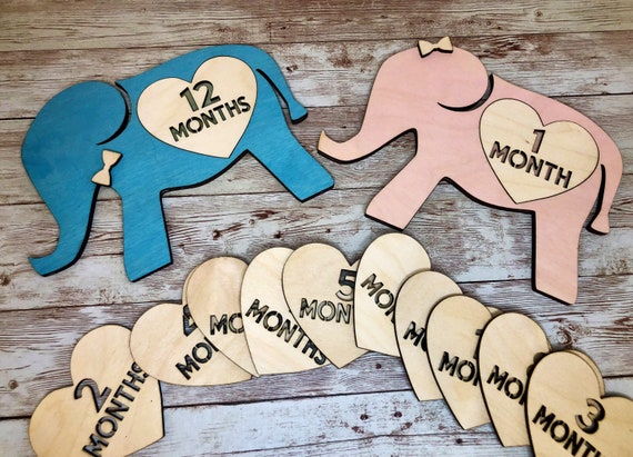Elephant Month Milestone Marker Elephant Milestones Baby | Etsy