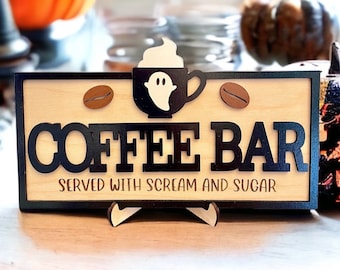 coffee bar sign for Halloween, funny Halloween sign, Halloween sign, coffee sign, Halloween kitchen sign, coffee bar sign,