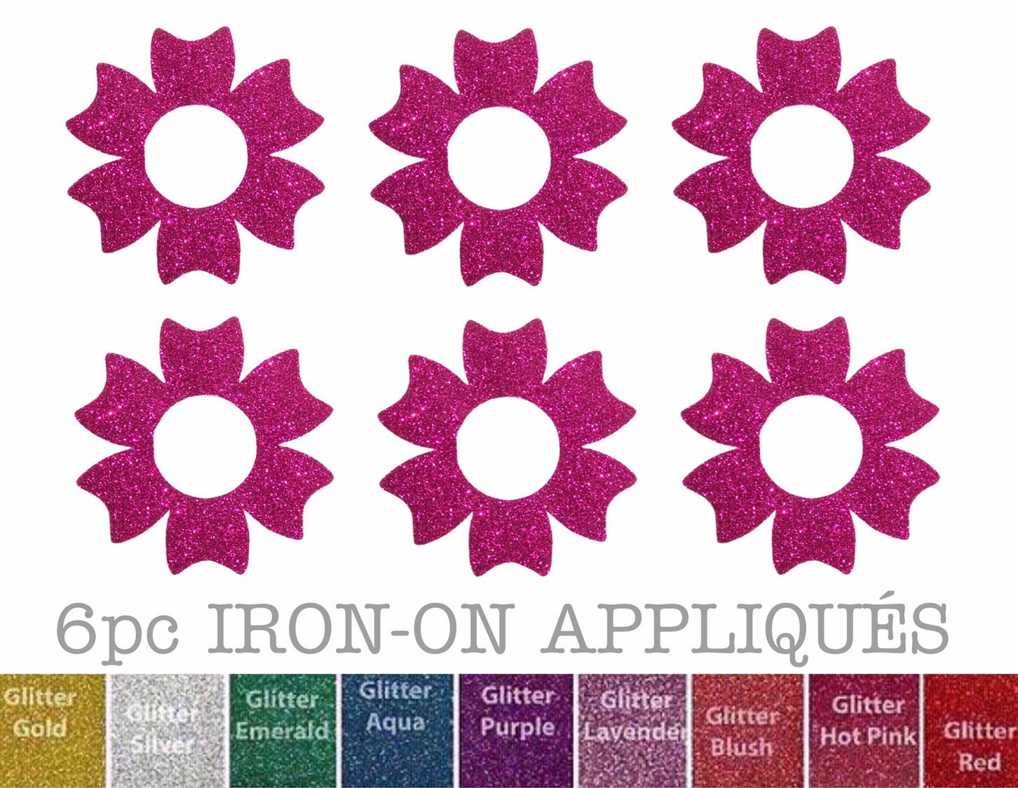 6pc SPRING FLOWER Ironon Applique DIY Heat Transfer Vinyl Etsy