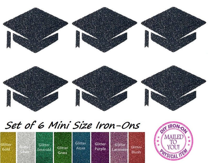 Diy GRADUATION CAP 6pc SET Iron-on Applique Graduate Heat - Etsy