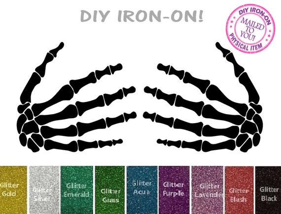 Diy SKELETON HAND BOOBS Iron On Vinyl 