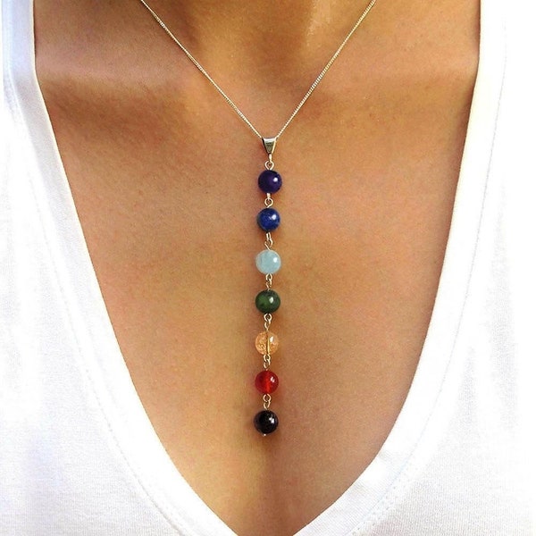 Chakra Healing Balance Necklace, Chakra Beads, Reiki, Yoga, Meditation, Chakra gift