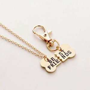 Dog Best Friends Necklace and Dog Tag. Gold Dog necklace, Dog Bone, BFF, Rescue Dog, Puppy, Gift for a Dog image 1