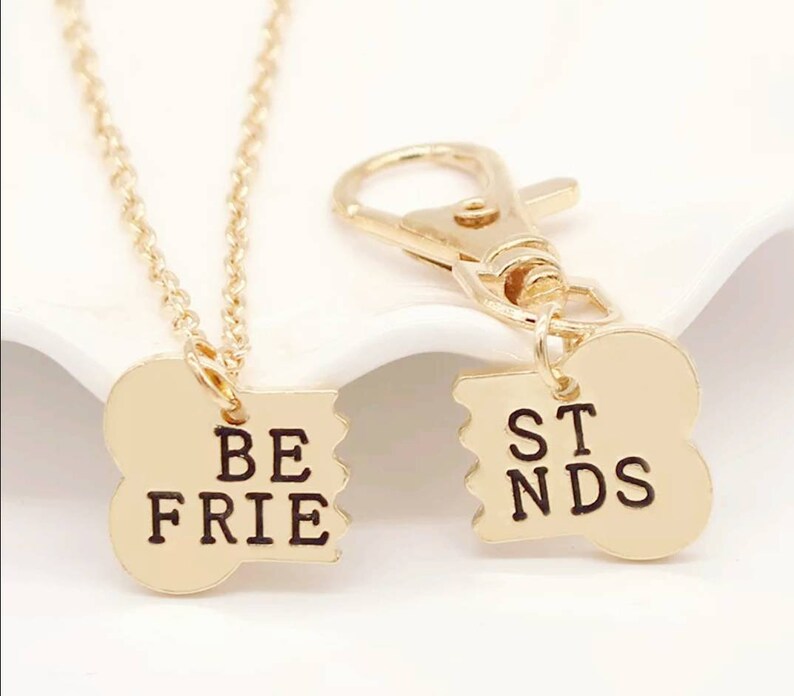 Dog Best Friends Necklace and Dog Tag. Gold Dog necklace, Dog Bone, BFF, Rescue Dog, Puppy, Gift for a Dog image 3