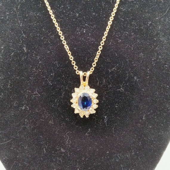 Lindenwold Pendant Necklace Simulated Blue Sapphir