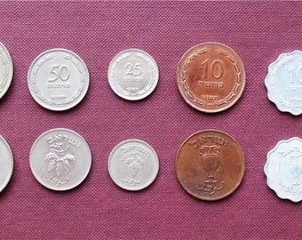 Primeras monedas de Israel Pruta Prutah Juego de 7 monedas 1949-1960
