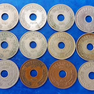 Complete Set of Israel Palestine 10 Mils British Mandate - Lot of 12 Coins