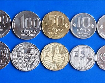 Juego completo de 5 monedas antiguas de shekels de Israel, edición especial, sin circular.
