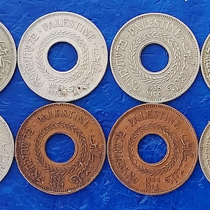 Complete Set of Israel Palestine 5 Mils British Mandate Coins - Lot of 8 Coins