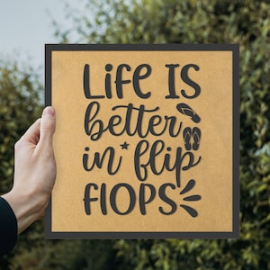 Life is Better in Flip Flops MDF Wooden Wall Art - Laser Engraved Beach Décor for Summer Lovers. Summer Wall Sign for Homes or Beach Parties