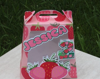 Strawberry  Party Favor Boxes, Strawberry Theme Candy Bags