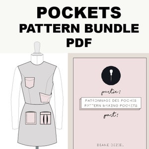 Könnte beinhalten: Ein digitaler Download von 18 Taschen-Nähmustern im PDF-Format. Die Muster sind für die Herstellung verschiedener Arten von Taschen gedacht, und der Download enthält Zeichnungen, Anleitungen und eine Anleitung zum Nähen. Die Muster sind zweisprachig, mit Anleitungen in Englisch und Französisch.