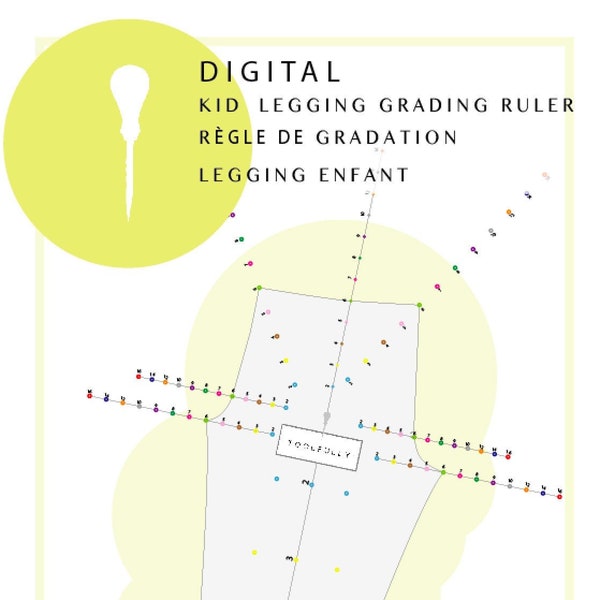 Règle à grader digitale, de leggings enfant en PDF.