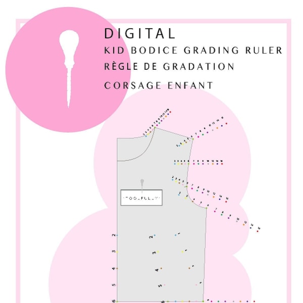 Règle à grader digital de corsage enfant en PDF.