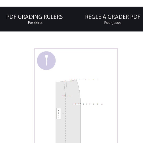 Skirt PDF digital grading ruler.