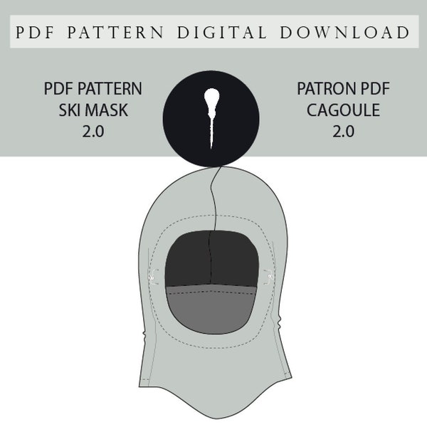 Patron de cagoule, balaclava, PDF ski mask pattern.