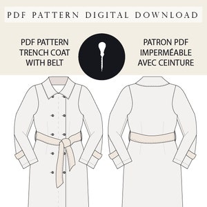 Trench Coat PDF pattern Raincoat.