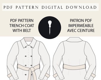 Trench Coat PDF pattern Raincoat.