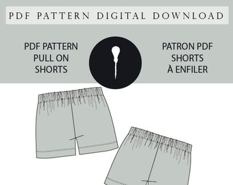 Pull on shorts pattern PDF.