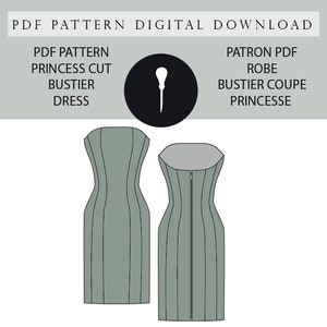 Princess Cutout Bustier Dress PDF pattern.