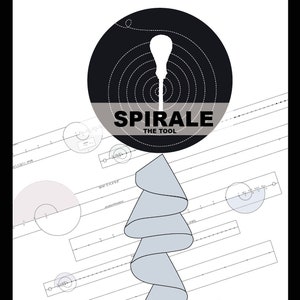 Peut inclure: Une illustration en noir et blanc d'un tournevis avec un motif en spirale. Le texte "SPIRALE THE TOOL" est sous l'illustration.