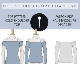 Off-the-shoulder sweater pattern in PDF.