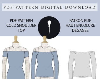 Off-the-shoulder sweater PDF pattern.